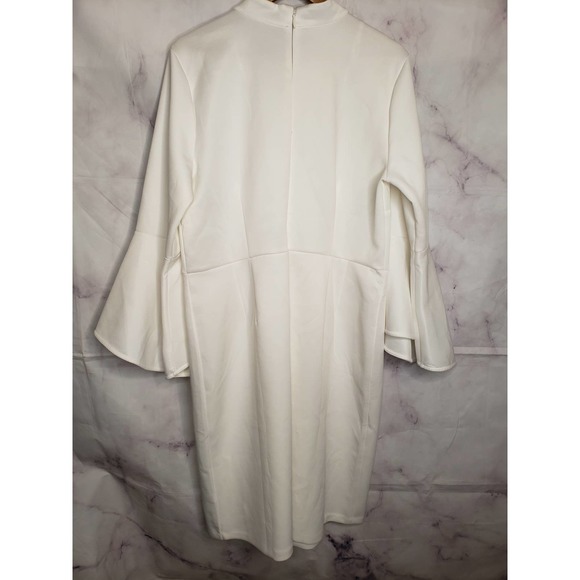 ELOQUII White Mock Neck Flare Sleeves Midi Dress 20 - Picture 6 of 11